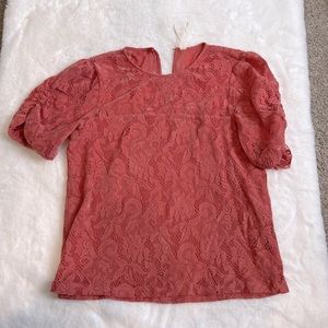 Anthropologie short sleeve lace top.  XS